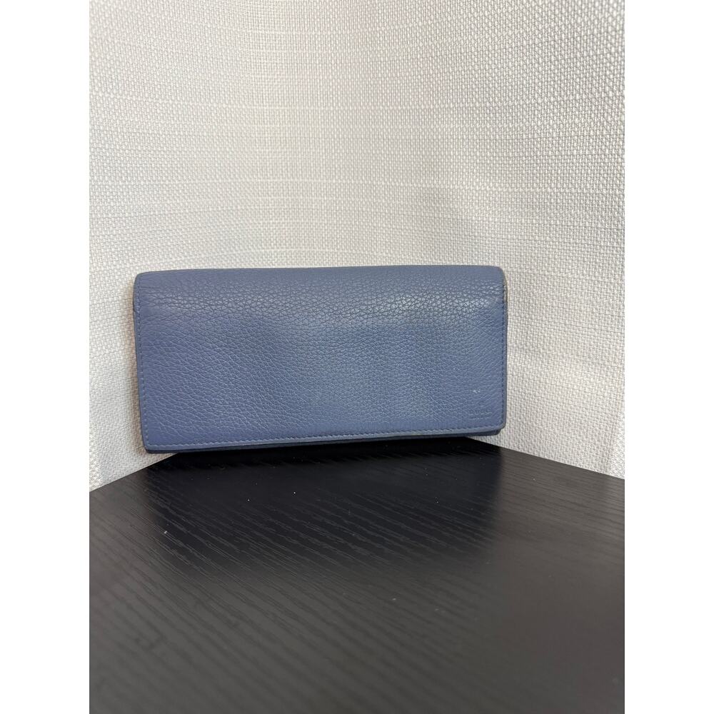 Gucci Soho Long Continental Wallet — Slate Blue Pebbled Leather